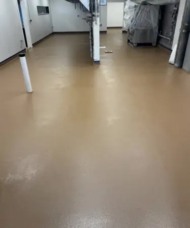 Urethane cement. Plant room, wash-down rated.