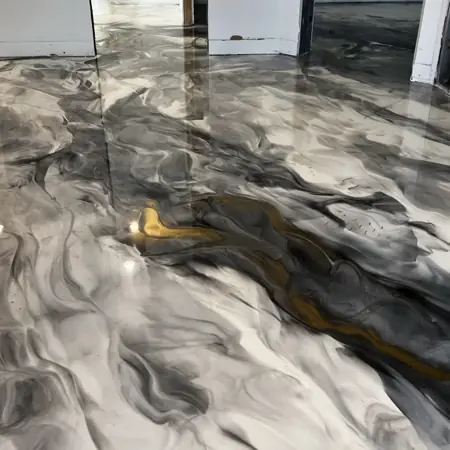 Metallic epoxy. Grey and gold, close up.